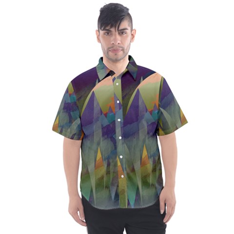 Mountains Abstract Mountain Range Men s Short Sleeve Shirt by Nexatart