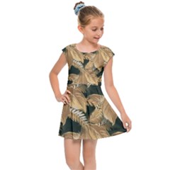 Scrapbook Leaves Decorative Kids  Cap Sleeve Dress