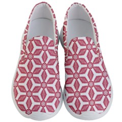 White Background Red Flowers Texture Men s Lightweight Slip Ons