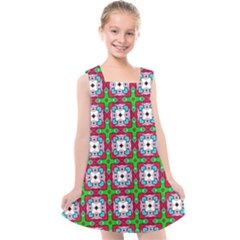 Squares Square Pattern Kids  Cross Back Dress