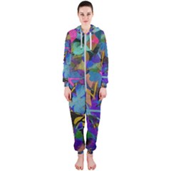 Flowers Abstract Branches Hooded Jumpsuit (ladies)  by Nexatart