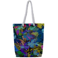 Flowers Abstract Branches Full Print Rope Handle Tote (small) by Nexatart