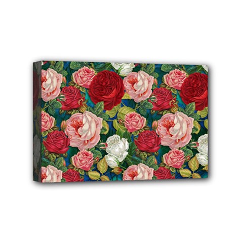 Roses Repeat Floral Bouquet Mini Canvas 6  X 4  (stretched) by Nexatart