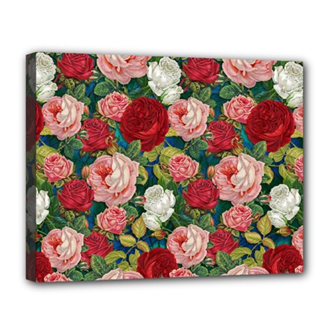 Roses Repeat Floral Bouquet Canvas 14  X 11  (stretched)