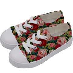 Roses Repeat Floral Bouquet Kids  Low Top Canvas Sneakers