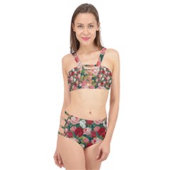 Roses Repeat Floral Bouquet Cage Up Bikini Set