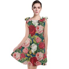 Roses Repeat Floral Bouquet Tie Up Tunic Dress by Nexatart