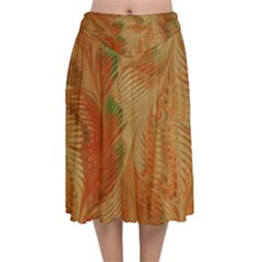 Mottle Color Movement Colorful Velvet Flared Midi Skirt