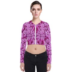 Happy Florals  Giving  Peace Ornate Long Sleeve Zip Up Bomber Jacket