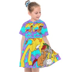 Blue Squad Together Print Kids  Sailor Dress by AuroraMountainFashion
