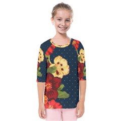 All Good Things - Floral Pattern Kids  Quarter Sleeve Raglan Tee