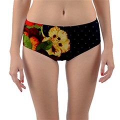 All Good Things - Floral Pattern Reversible Mid-waist Bikini Bottoms by WensdaiAmbrose