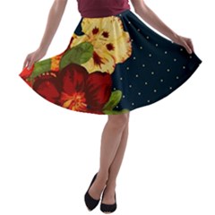 All Good Things - Floral Pattern A-line Skater Skirt by WensdaiAmbrose