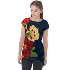 All Good Things - Floral Pattern Cap Sleeve High Low Top