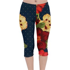 All Good Things - Floral Pattern Velvet Capri Leggings 