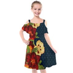 All Good Things - Floral Pattern Kids  Cut Out Shoulders Chiffon Dress