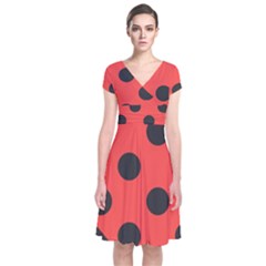 Bug Cubism Flat Insect Pattern Short Sleeve Front Wrap Dress