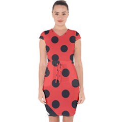 Bug Cubism Flat Insect Pattern Capsleeve Drawstring Dress 