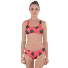 Bug Cubism Flat Insect Pattern Criss Cross Bikini Set