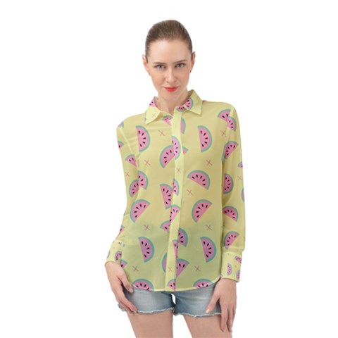 Watermelon Wallpapers  Creative Illustration And Pattern Long Sleeve Chiffon Shirt by BangZart