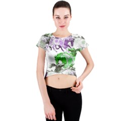 Horse Animal World Green Crew Neck Crop Top