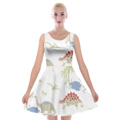 Dinosaur Animal Art Pattern Velvet Skater Dress