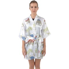 Dinosaur Animal Art Pattern Quarter Sleeve Kimono Robe by BangZart