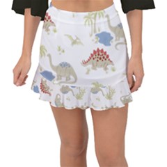 Dinosaur Animal Art Pattern Fishtail Mini Chiffon Skirt