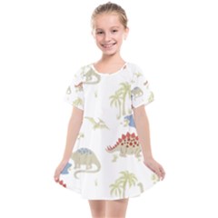 Dinosaur Animal Art Pattern Kids  Smock Dress