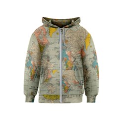 World Map Vintage Kids  Zipper Hoodie