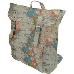 World Map Vintage Buckle Up Backpack by BangZart