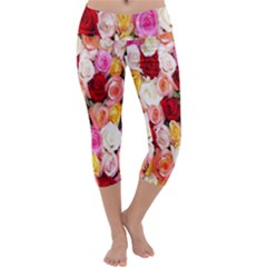 Roses Color Beautiful Flowers Capri Yoga Leggings