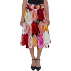 Roses Color Beautiful Flowers Perfect Length Midi Skirt by BangZart