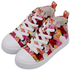 Roses Color Beautiful Flowers Kids  Mid-top Canvas Sneakers