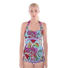 Supersonic Volcanic Splash Boyleg Halter Swimsuit 