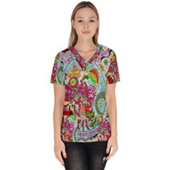 Supersonic Volcanic Splash Women s V-neck Scrub Top by chellerayartisans