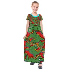 Red Alli  Kids  Short Sleeve Maxi Dress by AuroraMountainFashion