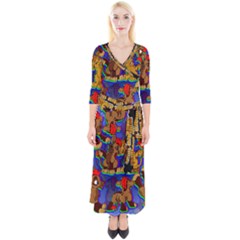 Karthrix Print Quarter Sleeve Wrap Maxi Dress by AuroraMountainFashion