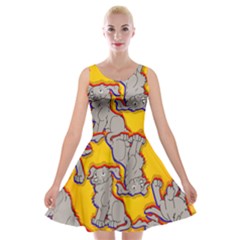 Yellow Marie Print Velvet Skater Dress by AuroraMountainFashion