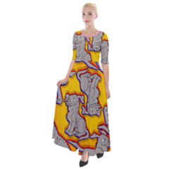 Yellow Marie Print Half Sleeves Maxi Dress by AuroraMountainFashion