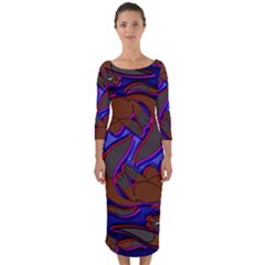 Roy Print Quarter Sleeve Midi Bodycon Dress by AuroraMountainFashion