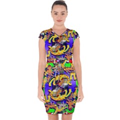 Rainbow Dragon Squad Print Capsleeve Drawstring Dress  by AuroraMountainFashion