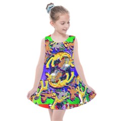 Rainbow Dragon Squad Print Kids  Summer Dress
