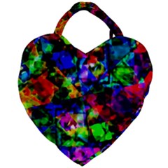 Multicolored Abstract Print Giant Heart Shaped Tote by dflcprintsclothing