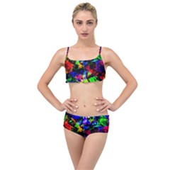 Multicolored Abstract Print Layered Top Bikini Set by dflcprintsclothing