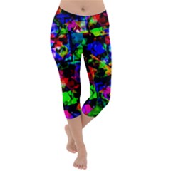 Multicolored Abstract Print Lightweight Velour Capri Yoga Leggings by dflcprintsclothing