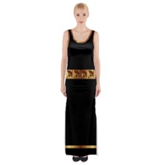 Golden Lamassu Maxi Thigh Split Dress by DoniainArt