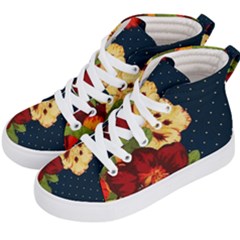 All Good Things - Floral Pattern Kids  Hi-top Skate Sneakers by WensdaiAmbrose