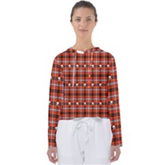 Plaid - Red With Skulls Women s Slouchy Sweat by WensdaiAmbrose