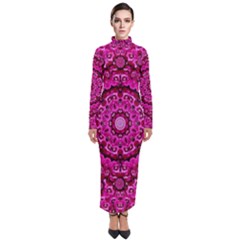 Happy Florals  Giving  Peace And Great Feelings Turtleneck Maxi Dress